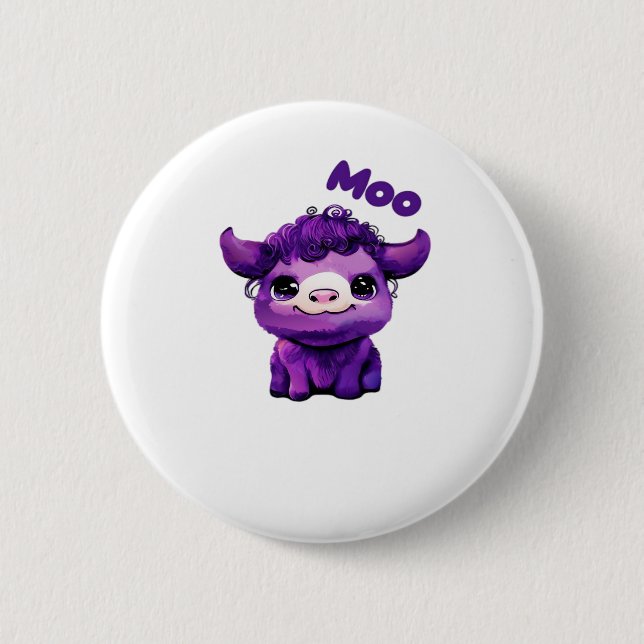 Purple Cow Oversized T-Shirt 2 Inch Round Button (Front)