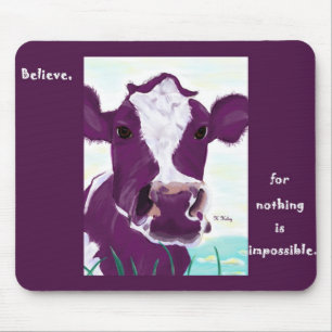 Purple Cow Quite Possibly Contemplating Flight Mouse Pad