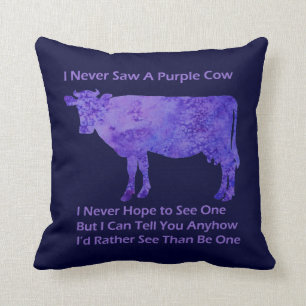 Purple Cow Regrets Throw Pillow