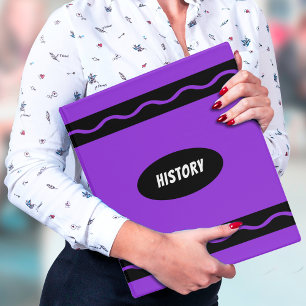 Purple Crayon History Class Student School Subject Binder