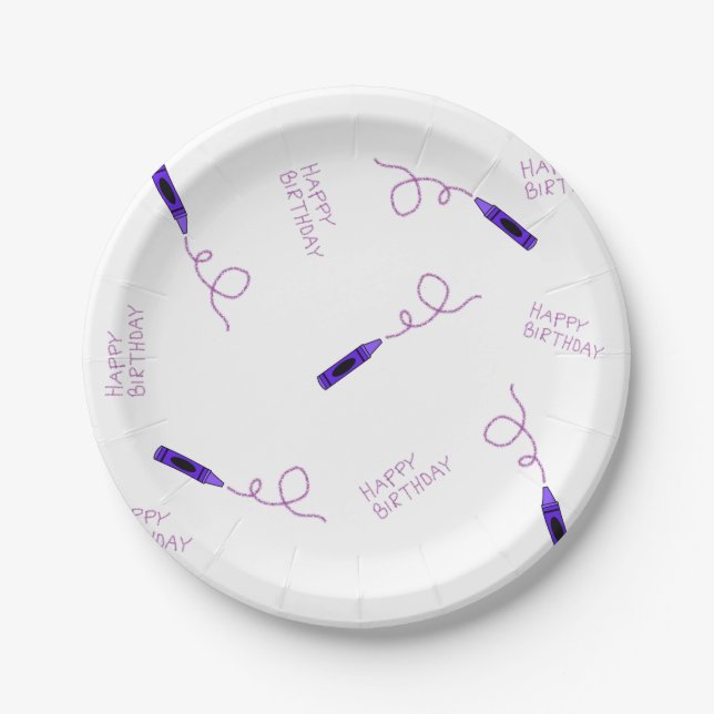 Purple Crayon  Paper Plate (Front)