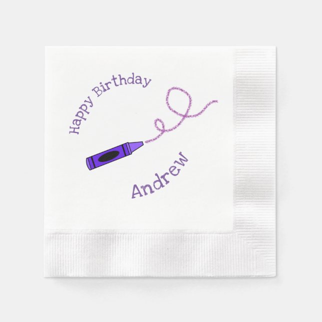 Purple Crayon Personalized  Napkin (Front)