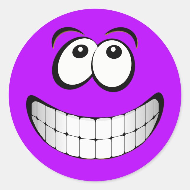 Purple Crazy Eyes Face Classic Round Sticker (Front)