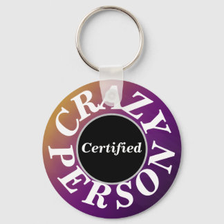 Purple Crazy Person Button Key Ring