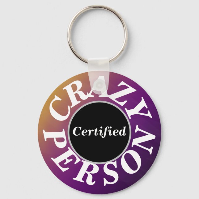 Purple Crazy Person Button Key Ring (Front)