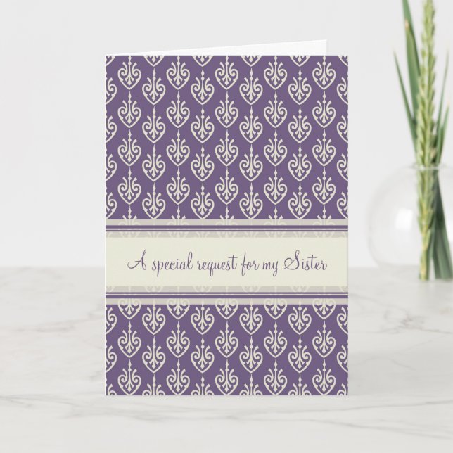 Purple Cream Bridesmaid Sister Invitation Card (Front)
