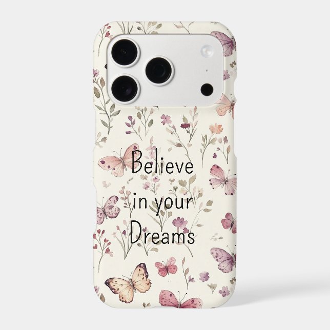 Purple Cream Butterflies Floral Believe Dreams (Back)