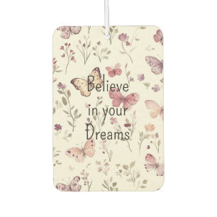 Purple Cream Butterflies Floral Believe Dreams Air Freshener