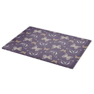 Purple Cream Flight of Butterflies Cutting Board