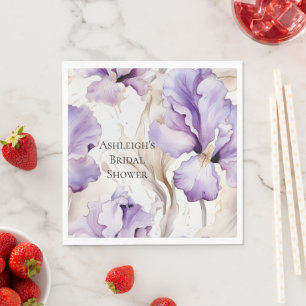 Purple Cream Iris Floral Bridal Shower   Napkin