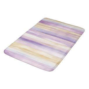 Purple Cream Iris Stripes   Bath Mat