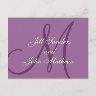 Purple Cream Monogram Names Save the Date Cards