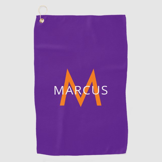 Purple Create Your Own Modern Personalized Golf Towel (Front)