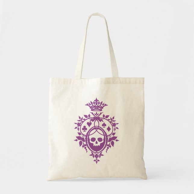 Purple Crest with Skull and Cardsuits Tote Bag (Front)