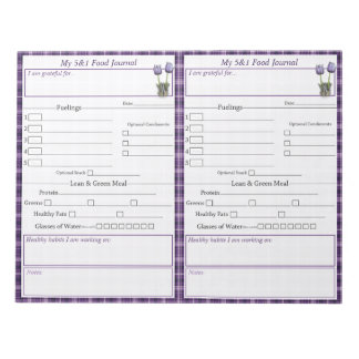 Purple Crocus 5 - 1 Food Journal Pages Notepad