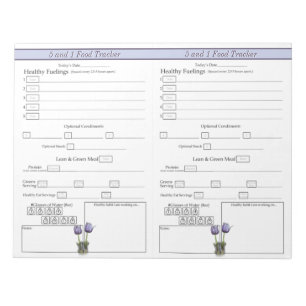 Purple Crocus 5 and 1 Daily Food Tracker Notepad