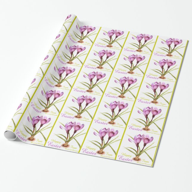 Purple crocus fine art Happy Easter wrapping Wrapping Paper (Unrolled)