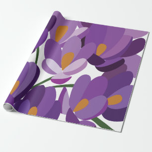 Purple Crocus Floral Wrapping Paper