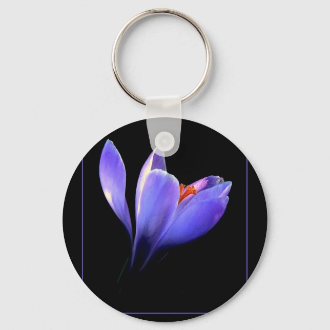 Purple CROCUS flower Keychain (Front)
