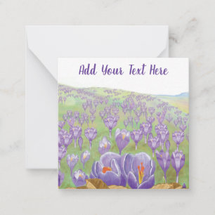 Purple Crocus Flowers on Spring Hill Customizable Card