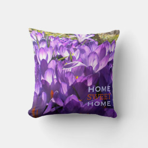 Purple Crocus-Home Sweet Home-Pillow *Personalize* Throw Pillow