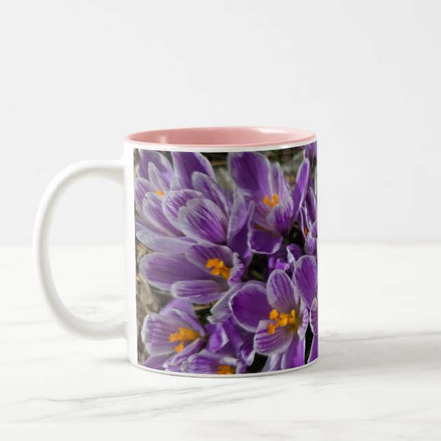 Purple crocus Two-Tone coffee mug (Left)