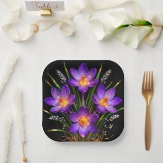 Purple Crocus Wedding Plate