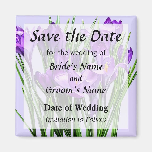Purple Crocuses Save the Date Magnet (Front)