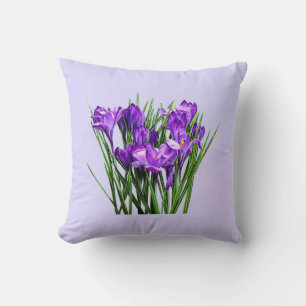 Purple Crocuses Throw Pillow
