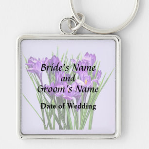 Purple Crocuses Wedding Products Keychain
