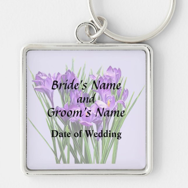 Purple Crocuses Wedding Products Keychain (Front)