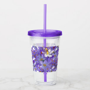 Purple Crocuses with Bee Acrylic Tumbler