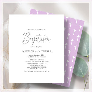 Purple Cross Baptism Budget Invitation