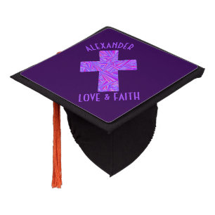 Purple Cross Christian Symbol Faith Religion Graduation Cap Topper