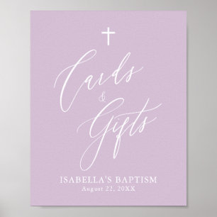 Purple Cross Girl Baptism Cards & Gifts Poster