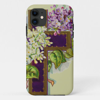 Purple Cross With Flowers iPhone 11 Case