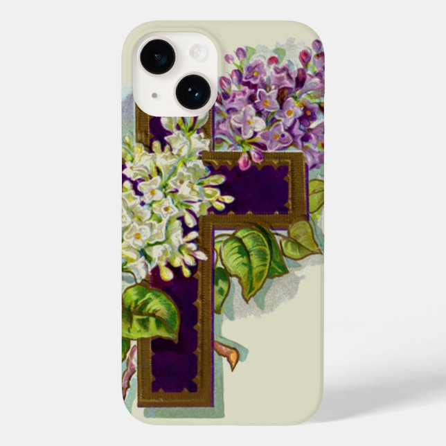Purple Cross With Flowers  Case-Mate iPhone Case (Back)
