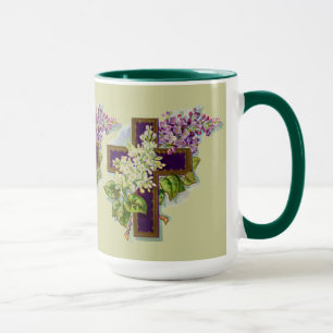 Purple Cross With Flowers Mug