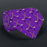 Purple Crossed Hockey Sticks and Puck Tie<br><div class="desc">Purple Crossed Hockey Sticks and Puck tie</div>