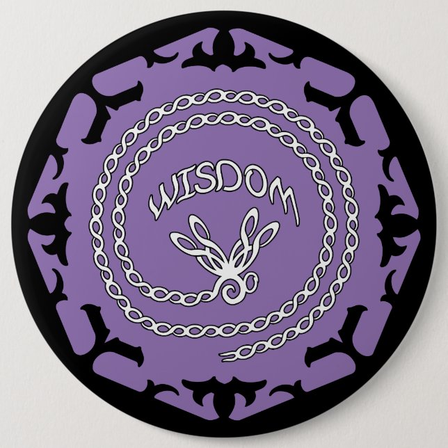 Purple Crown Chakra "Wisdom" Dragonfly 6 Inch Round Button (Front)