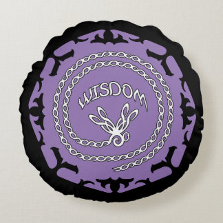 Purple Crown Chakra "Wisdom" Dragonfly Round Pillow