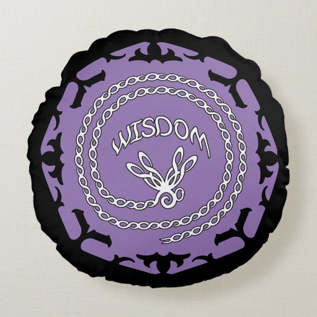 Purple Crown Chakra "Wisdom" Dragonfly Round Pillow (Front)