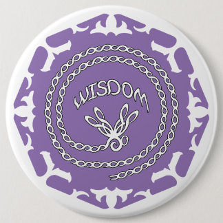Purple Crown Chakra "Wisdom" Dragonfly White BG 6 Inch Round Button