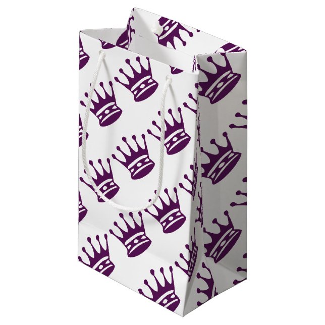 Purple Crown Gift Wrap Small Gift Bag (Front Angled)