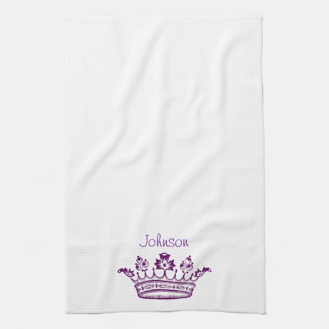 Purple Crown Your Text Kitchen Towel (Vertical)