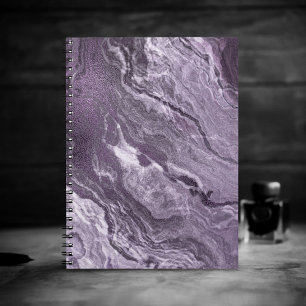 Purple Crystal Agate Dark Moody Marbled Stone Notebook