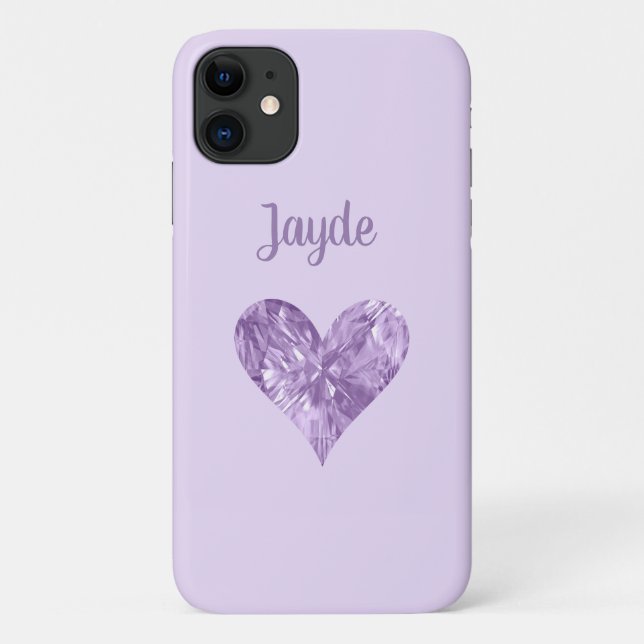 Purple Crystal Heart Mobile Phone Case (Back)