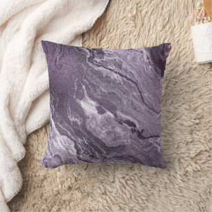 Purple Crystal   Moody Dark Eggplant Purple Agate  Throw Pillow