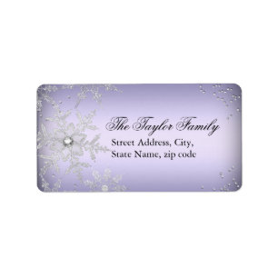 Purple Crystal Snowflake Christmas Address Labels