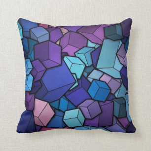 Purple Cubes Throw Pillow